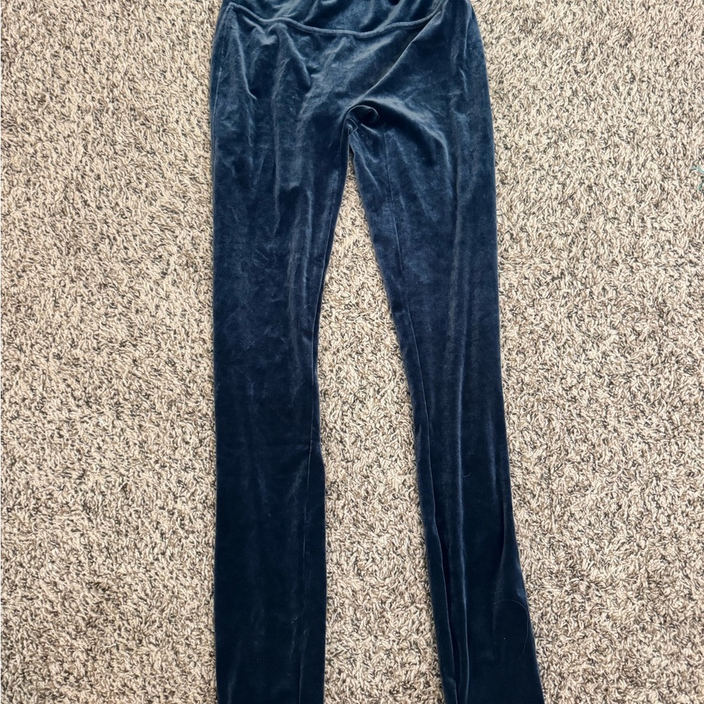 SPANX Velvet High-Waisted Leggings in Dark Blue